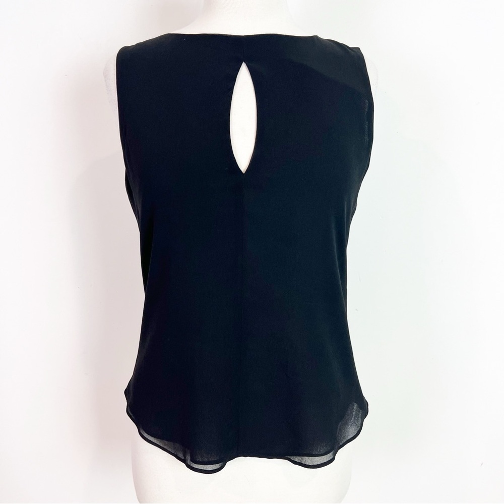 SANCTUARY BLACK SLEEVELESS KEYHOLE OPENING BLOUSE EXPOSED BACK ZIP WOMENS SMALL